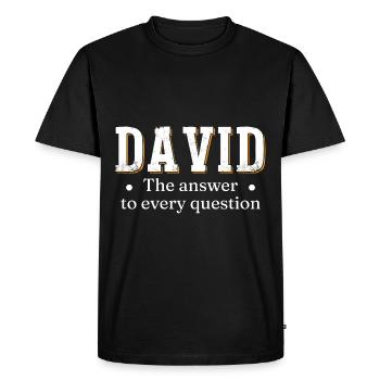 David La réponse à toutes les questions - T-shirt Premium bio Homme - noir - Devant - Nico (187cm)