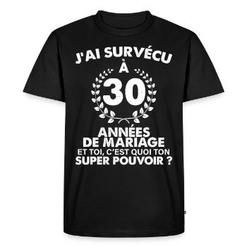 30 ans de mariage homme marié noces de perle - T-shirt Premium bio Homme - noir - Devant - Nico (187cm)