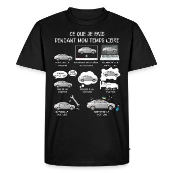 Voiture humour mon temps libre - T-shirt Premium bio Homme - noir - Devant - Nico (187cm)