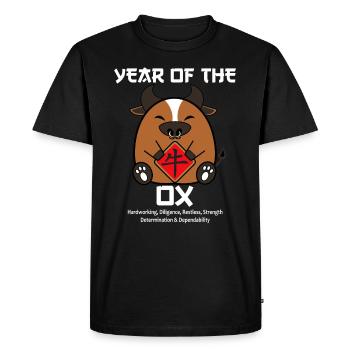 Nouvel An chinois Bœuf mignon Zodiac Nouvel An lunaire - T-shirt Premium bio Homme - noir - Devant - Nico (187cm)