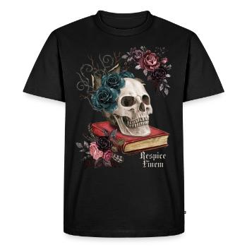 Citation latine Respice Finem - T-shirt Premium bio Homme - noir - Devant - Nico (187cm)