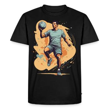 Joueur de handball Streetwear Style iconique - T-shirt Premium bio Homme - noir - Devant - Nico (187cm)