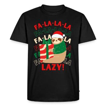 Christmas sloth with a gift - Men's Premium Organic T-Shirt - black - Front - Nico (187cm)