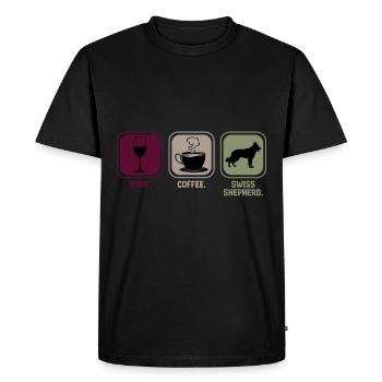 Blanc Blanc Berger Suisse Vin Dicton - T-shirt Premium bio Homme - noir - Devant - Nico (187cm)