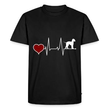 Bedlington Terrier Heartbeat - Men's Premium Organic T-Shirt - black - Front - Nico (187cm)
