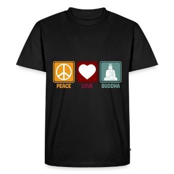 Buddha Peace Love dit rétro pour les bouddhistes - T-shirt Premium bio Homme - noir - Devant - Nico (187cm)