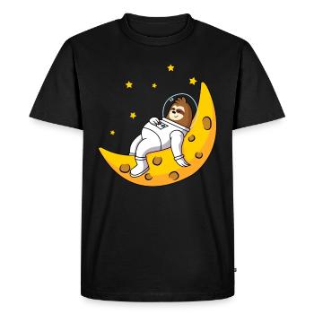 Sloth sleeping in space Astronaut Lazy - Men's Premium Organic T-Shirt - black - Front - Nico (187cm)