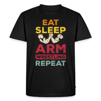 Eating Sleep Arm Press Repetition Arm Press - Men's Premium Organic T-Shirt - black - Front - Nico (187cm)