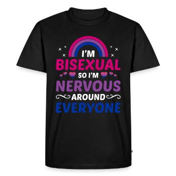 Je suis bisexuel - T-shirt Premium bio Homme - noir - Devant - Nico (187cm)
