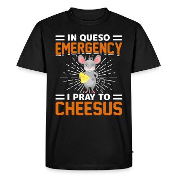 Je prie le rat de Cheesu Drôle de jeu de mots sur la souris - T-shirt Premium bio Homme - noir - Devant - Nico (187cm)