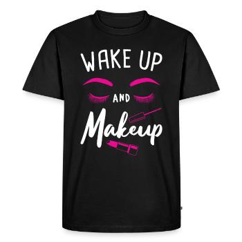 Réveillez-vous et maquillez le rouge à lèvres esthéticienne magnifique - T-shirt Premium bio Homme - noir - Devant - Nico (187cm)