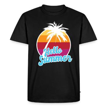Bonjour été Tropical Summer Vacation / Plage Mer - T-shirt Premium bio Homme - noir - Devant - Nico (187cm)