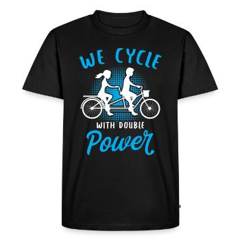 Nous pédalons avec une double force Tandem Bike Fun - T-shirt Premium bio Homme - noir - Devant - Nico (187cm)