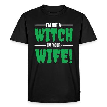 Je ne suis pas une sorcière, je suis ta femme - Halloween - T-shirt Premium bio Homme - noir - Devant - Nico (187cm)