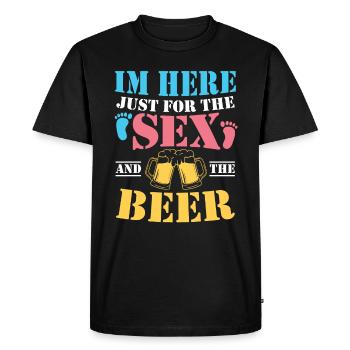 Je suis juste ici / Dicton de genre - T-shirt Premium bio Homme - noir - Devant - Nico (187cm)