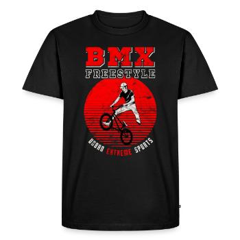 BMX Freestyle Urban Extreme Sport / Cycling - Men's Premium Organic T-Shirt - black - Front - Nico (187cm)