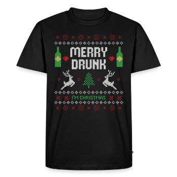 Merry Drunk I'm Christmas Funny / Christmas fun - Men's Premium Organic T-Shirt - black - Front - Nico (187cm)