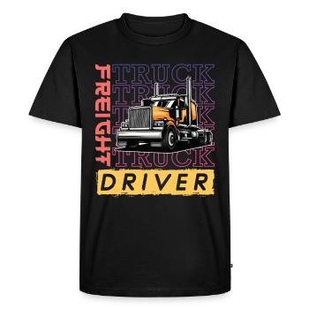 Chauffeur de camion de fret Wheeler / LKW Fahrer - T-shirt Premium bio Homme - noir - Devant - Nico (187cm)