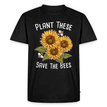 Plantez des fleurs et sauvez les abeilles / apiculteurs, les abeilles - T-shirt Premium bio Homme - noir - Devant - Nico (187cm)