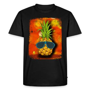 Cool pineapple with sunglasses / Funny motif - Men's Premium Organic T-Shirt - black - Front - Nico (187cm)