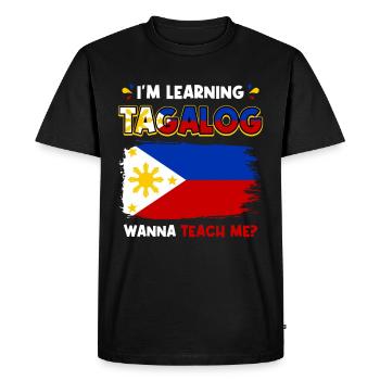 J’apprends le tagalog / Philippines, philippin - T-shirt Premium bio Homme - noir - Devant - Nico (187cm)