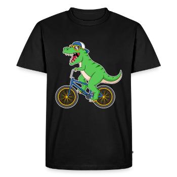 Dino Dinosaure à vélo - T-shirt Premium bio Homme - noir - Devant - Nico (187cm)