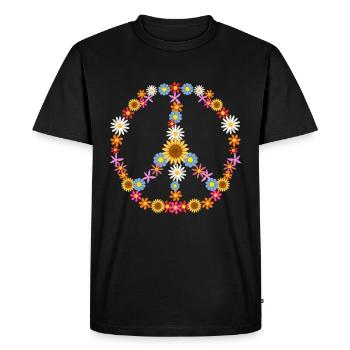 Signe de paix des années 70, symbole du pouvoir des fleurs - T-shirt Premium bio Homme - noir - Devant - Nico (187cm)