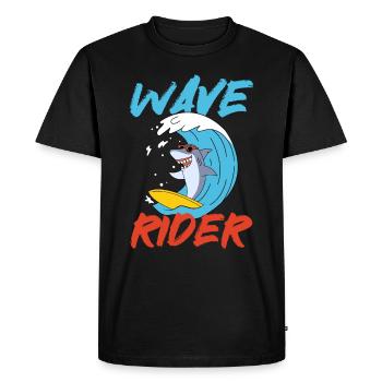Surfeurs Requins Surfers Beach Vacances d’été Surf - T-shirt Premium bio Homme - noir - Devant - Nico (187cm)