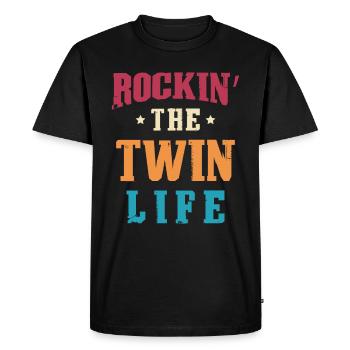 Rockin The Twin Life - Men's Premium Organic T-Shirt - black - Front - Nico (187cm)