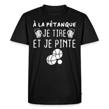 A la pétanque je tire et je pinte - T-shirt Premium bio Homme - noir - Devant - Nico (187cm)