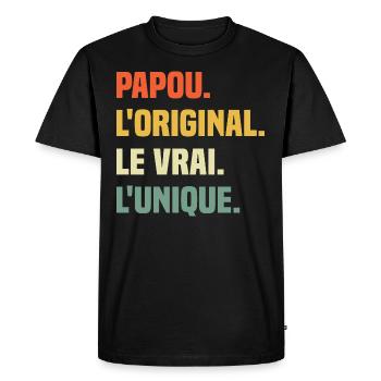 Papou L'original Le Vrai L'unique Cadeau Vintage - T-shirt Premium bio Homme - noir - Devant - Nico (187cm)