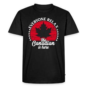 The Canadian Is Here Canada Flag Symbol Home Pride - Men's Premium Organic T-Shirt - black - Front - Nico (187cm)