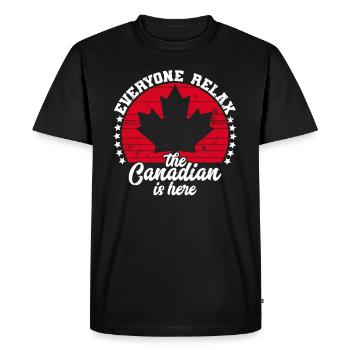 The Canadian Is Here Canada Flag Symbol Home Pride - Men's Premium Organic T-Shirt - black - Front - Nico (187cm)