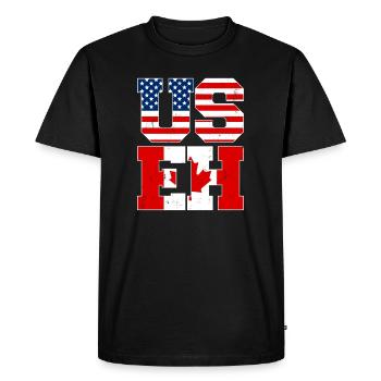 US EH Leaf USEH Canadian American Canada USA Flag - Men's Premium Organic T-Shirt - black - Front - Nico (187cm)