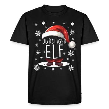 Weihnachten Durstiger Elf - Männer Premium Bio T-Shirt - Schwarz - Vorne - Nico (187cm)