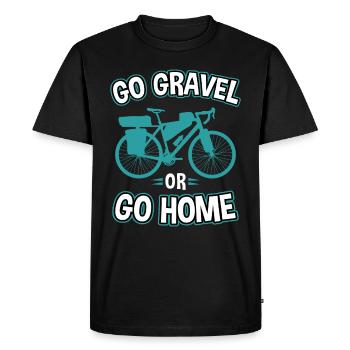 Aller au gravel ou rentrer à la maison / Bike Bikepacking - T-shirt Premium bio Homme - noir - Devant - Nico (187cm)