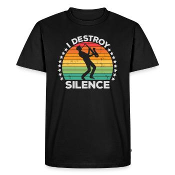 Destroy Silence Holzblassaxophon Saxophonist - Männer Premium Bio T-Shirt - Schwarz - Vorne - Nico (187cm)