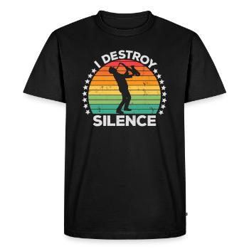 Destroy Silence Saxophone à vent Saxophone Saxophoniste - T-shirt Premium bio Homme - noir - Devant - Nico (187cm)