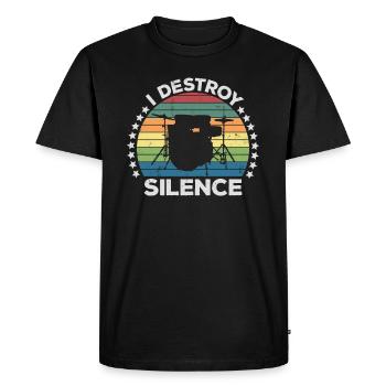 I Destroy Silence Percussion Drummer Percussionist - Men's Premium Organic T-Shirt - black - Front - Nico (187cm)