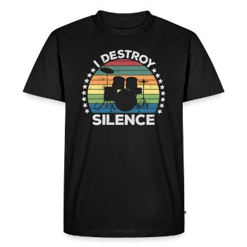 I Destroy Silence Percussion Drummer Percussionist - Men's Premium Organic T-Shirt - black - Front - Nico (187cm)