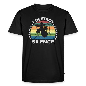 I Destroy Silence Percussion Drummer Percussionist - Men's Premium Organic T-Shirt - black - Front - Nico (187cm)