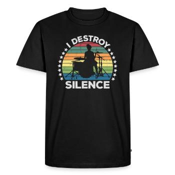 I Destroy Silence Percussion Drummer Percussionist - Men's Premium Organic T-Shirt - black - Front - Nico (187cm)