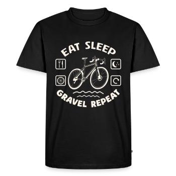 Manger Dormir Gravel Répéter / Gravel Vélo, Aventure - T-shirt Premium bio Homme - noir - Devant - Nico (187cm)