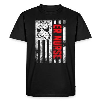 Infirmières des services d’urgence Infirmière praticienne des urgences - T-shirt Premium bio Homme - noir - Devant - Nico (187cm)