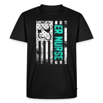 Infirmières des services d’urgence Infirmière praticienne des urgences - T-shirt Premium bio Homme - noir - Devant - Nico (187cm)
