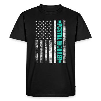 Postier Facteur Facteur USA Flag Mailman - T-shirt Premium bio Homme - noir - Devant - Nico (187cm)