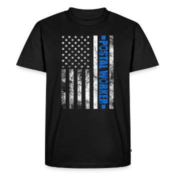 Postier Facteur Facteur USA Flag Mailman - T-shirt Premium bio Homme - noir - Devant - Nico (187cm)