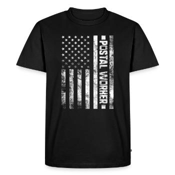 Postier Facteur Facteur USA Flag Mailman - T-shirt Premium bio Homme - noir - Devant - Nico (187cm)