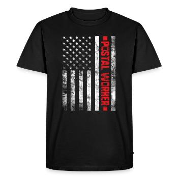 Postier Facteur Facteur USA Flag Mailman - T-shirt Premium bio Homme - noir - Devant - Nico (187cm)