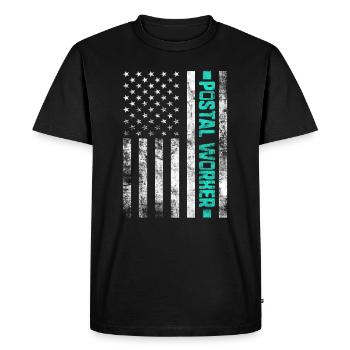 Postal Worker Mail Letter Carrier USA Flag Mailman - Men's Premium Organic T-Shirt - black - Front - Nico (187cm)